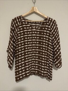 Westbound Women’s Size Large Brown And White Blouse Top
